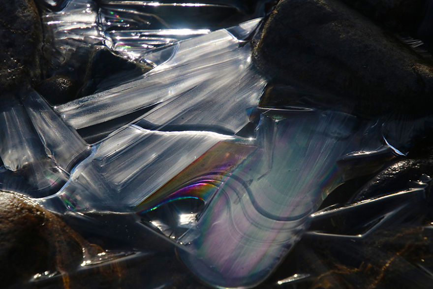 Rainbow Colors In Stream Ice