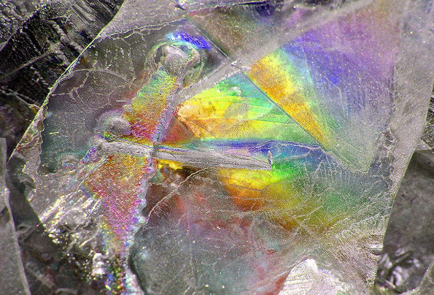 Rainbow Colors In Stream Ice