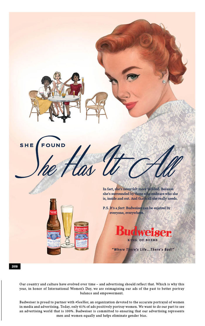 Budweiser Adapts Its Sexist Ads From The 50s And 60s To 2019