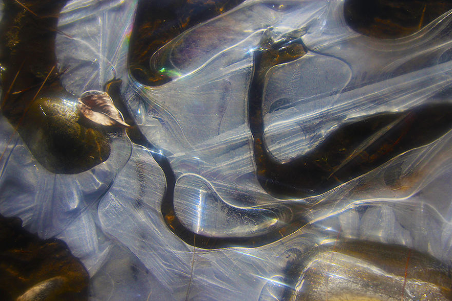 Rainbow Colors In Stream Ice