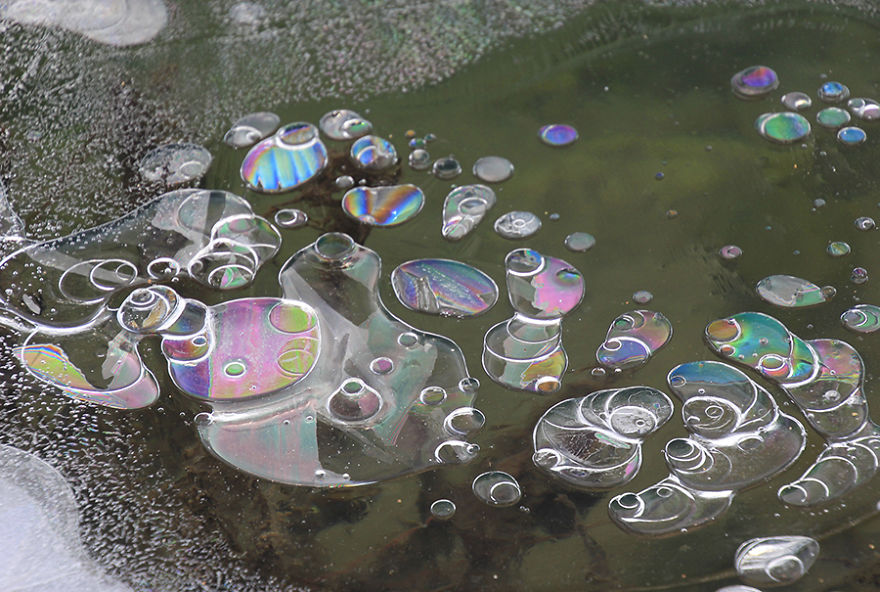 Rainbow Colors In Stream Ice