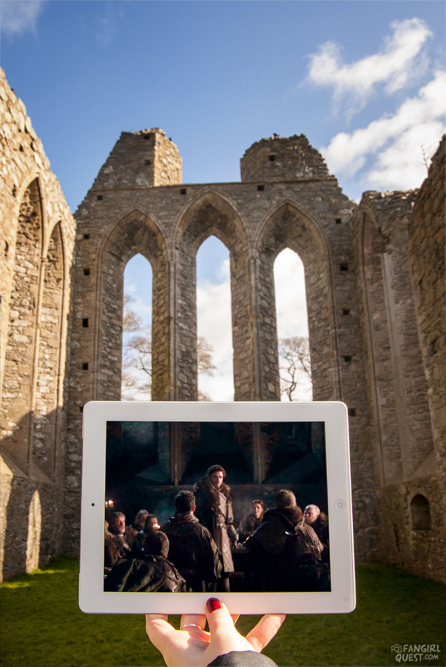 King In The North! Robb Stark (Richard Madden) Speaks To His Men On Game Of Thrones Location At Inch Abbey, Northern Ireland