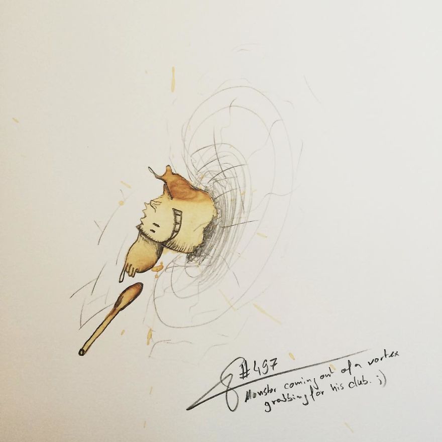 This Artist Imagines Monsters In Any Coffee Stain And The Result Is A Lot Of Fun (New Pics)