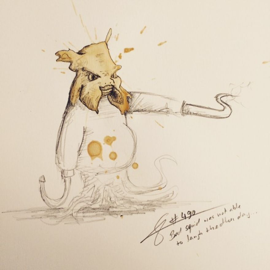 This Artist Imagines Monsters In Any Coffee Stain And The Result Is A Lot Of Fun (New Pics)