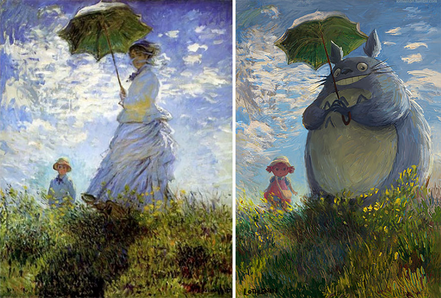Woman With A Parasol (Claude Monet) As Chu Totoro