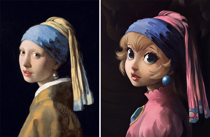 Girl With A Pearl Earring (Johannes Vermeer) As Princess Peach