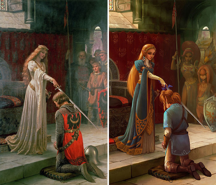 The Accolade (Edmund Leighton) As Link And Princess Zelda