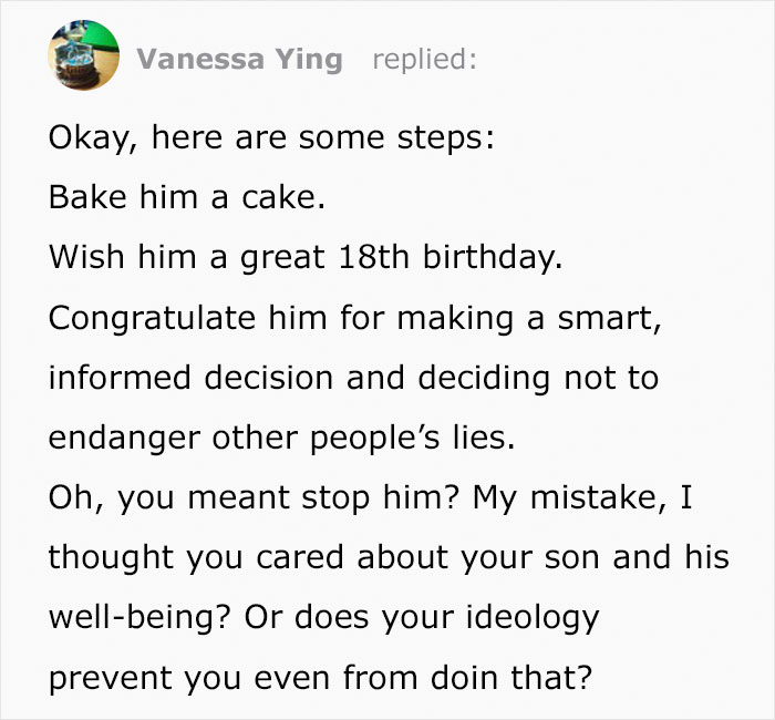 Anti-Vaxx Mom Asks How To Stop Her Son From Getting Vaccines When He Turns 18, Gets Shut Down In The Comments