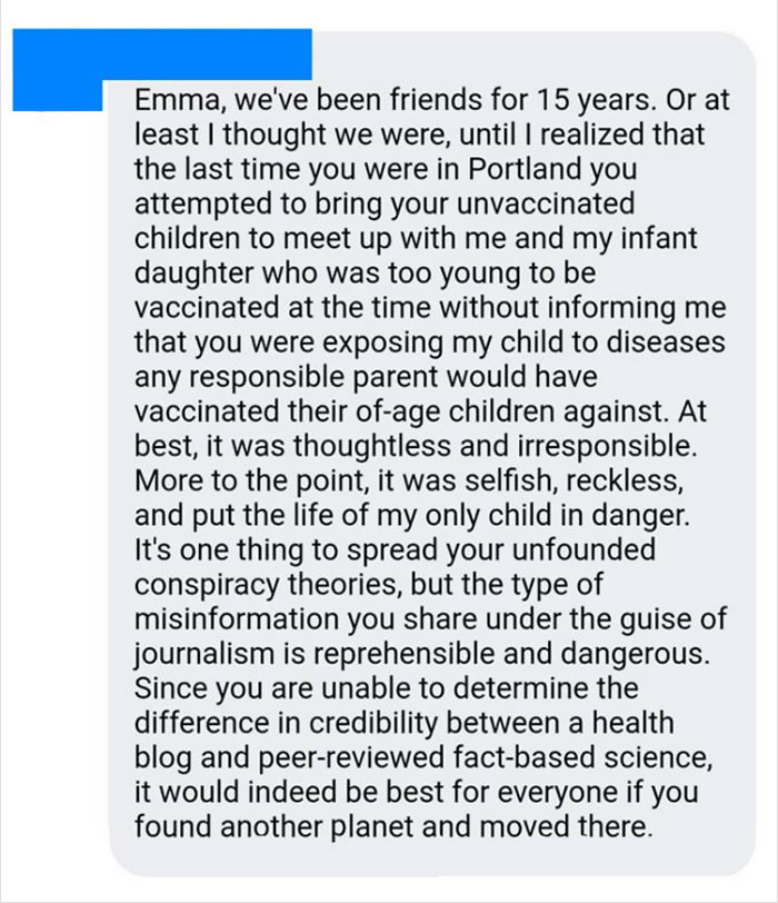 Anti-Vaxx Mom Tries To Bring Her Unvaccinated Kids Around Best Friend's Infant, She Leaves A Brutal Comment