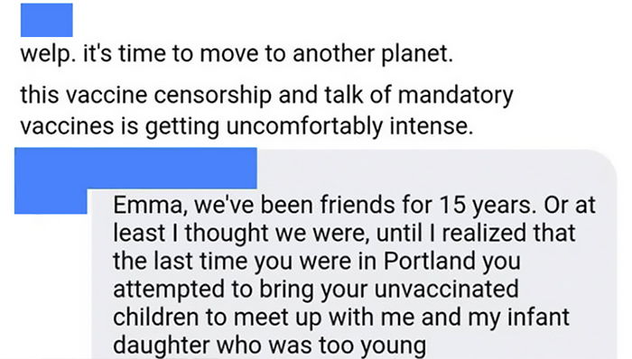 Anti-Vaxx Mom Tries To Bring Her Unvaccinated Kids Around Best Friend’s Infant, She Leaves A Brutal Comment