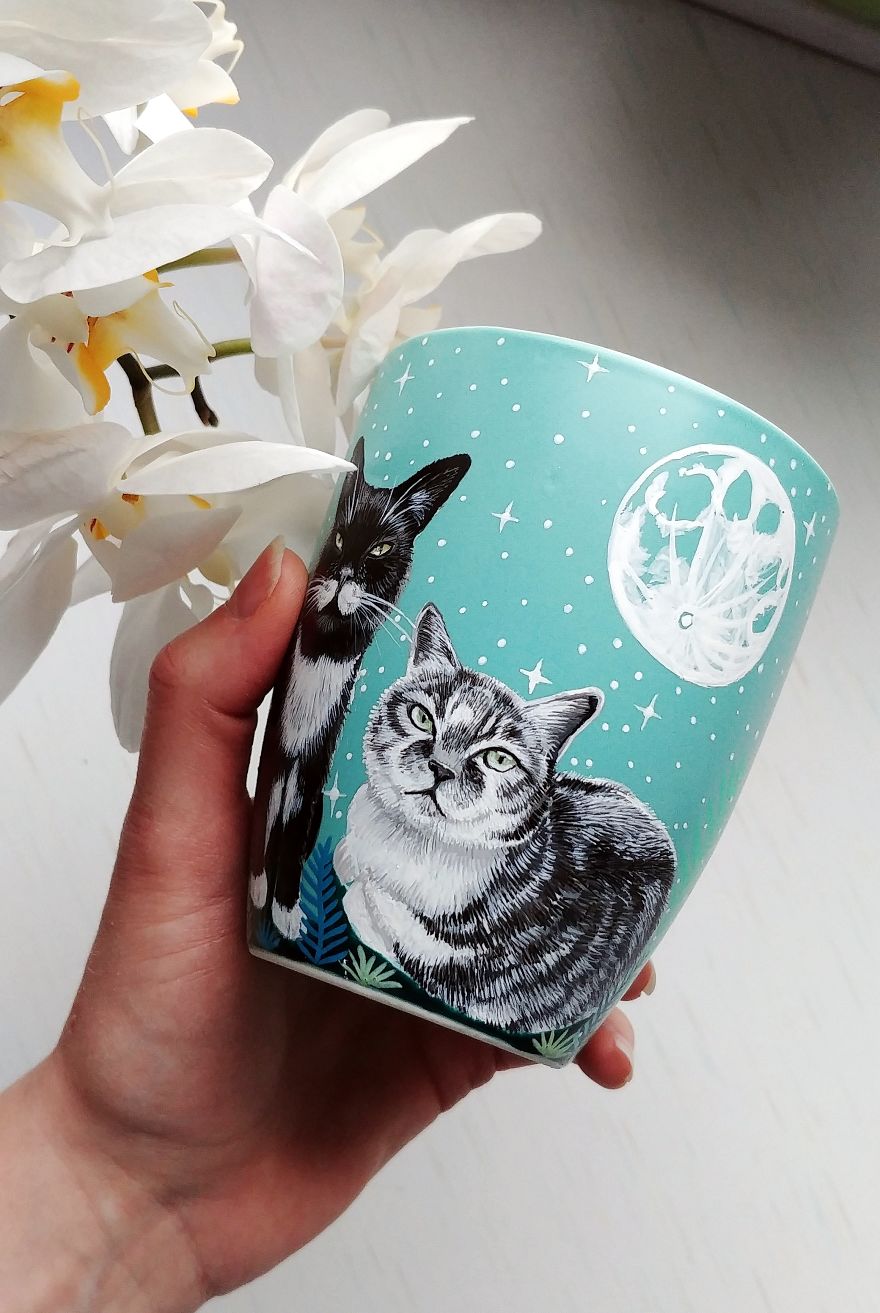 Kittens In The Moon Forest On A Ceramic Coffee Mug
