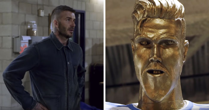 David Beckham Goes To See His Statue For The First Time, Doesn’t Know It’s Been Replaced By A Prank One