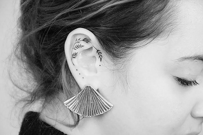 Simple, Yet Very Beautiful Ear Tattoo