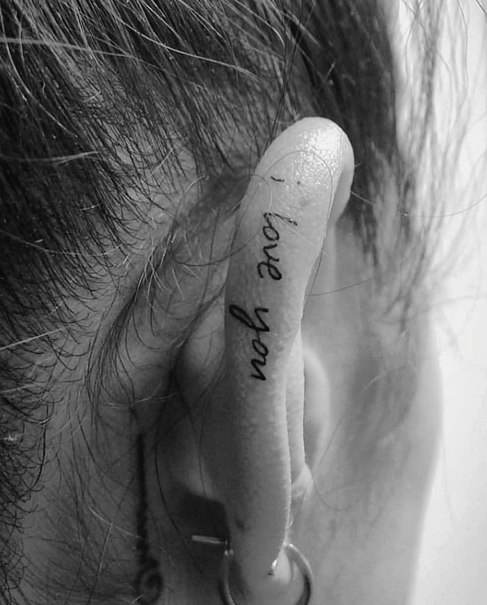Heartwarming Ear Tattoo Message