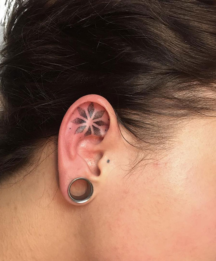 This Dot-Work Ear Tattoo Looks Really Good