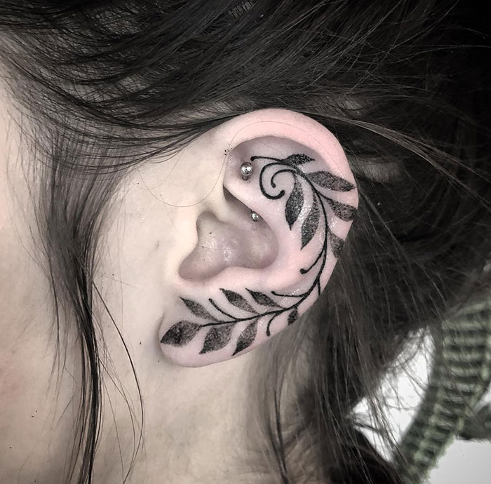 Beautiful Ear Tattoo Design