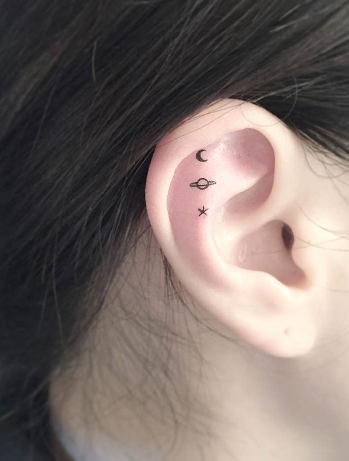 Tiny Universe Ear Tattoo
