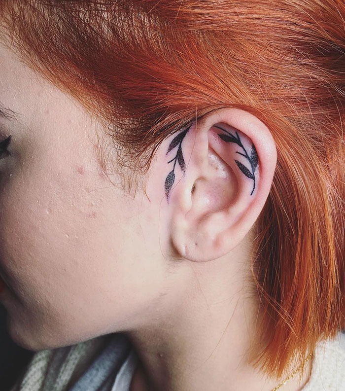 Dotwork Ear Tattoo