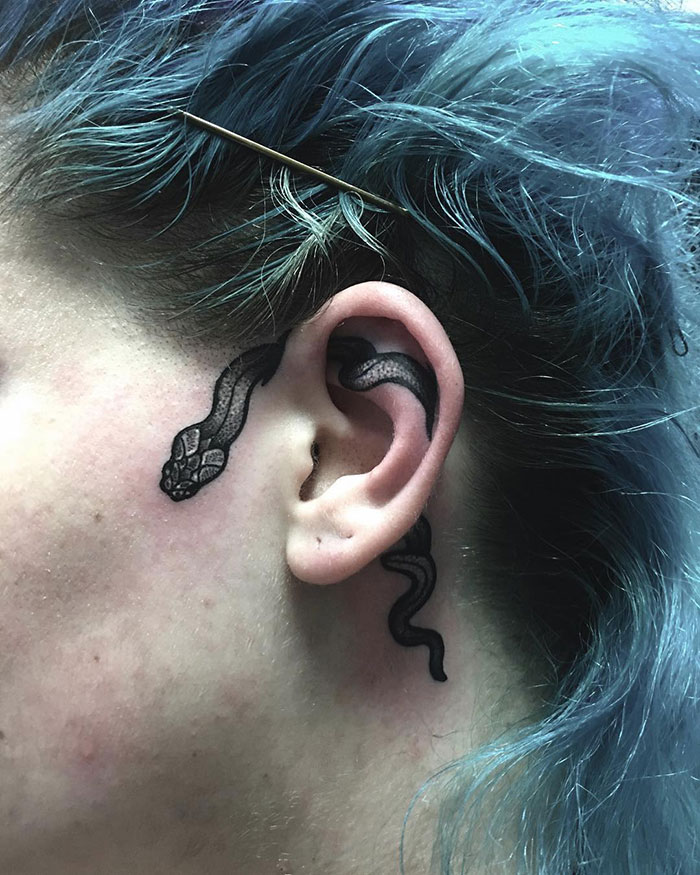 Tricky Little Danger Noodle Ear Tattoo