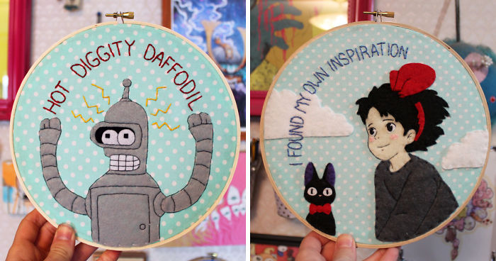 I'm Addicted To Making Embroidery Hoops Of Popular Animated Characters |  Bored Panda