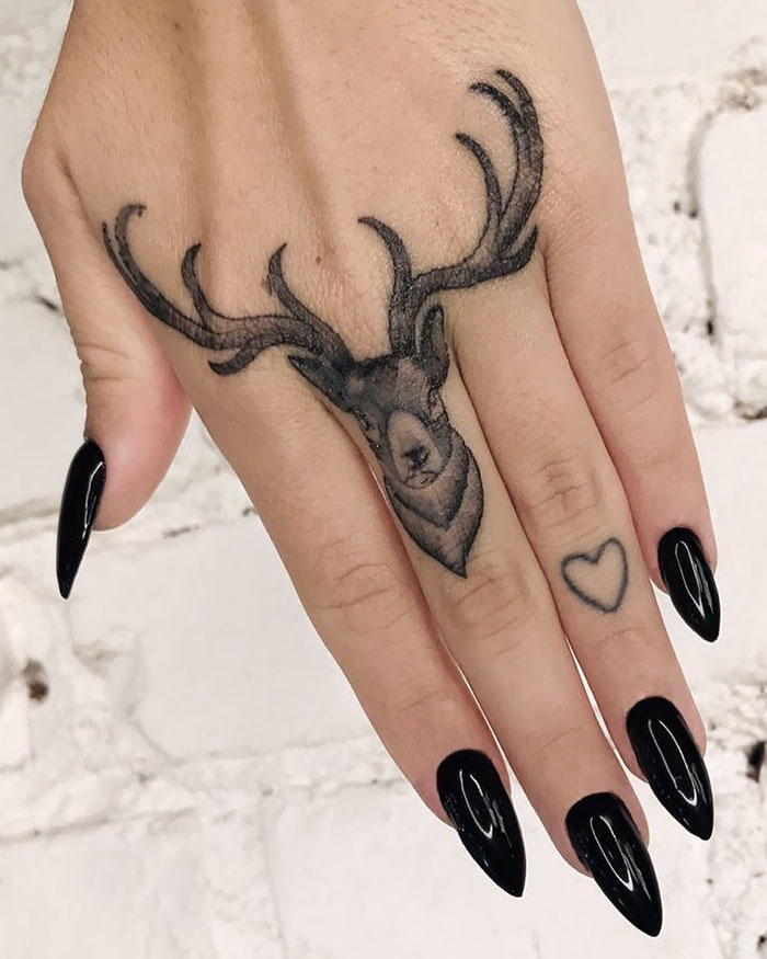 Finger Deer Tattoo 