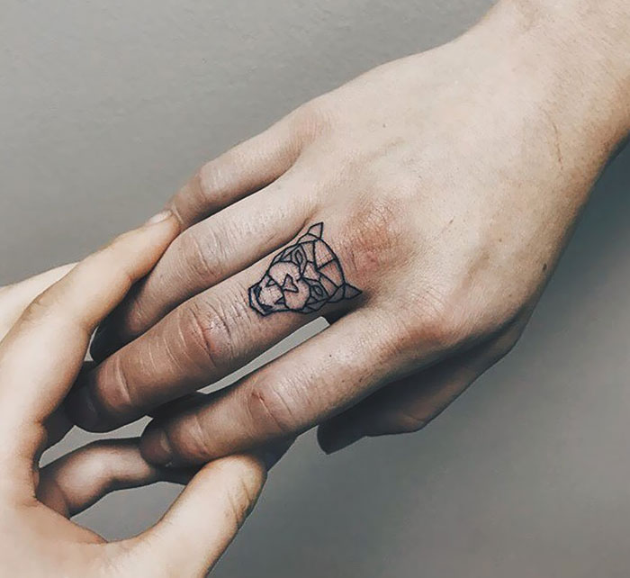 Geometrical Finger Tattoo