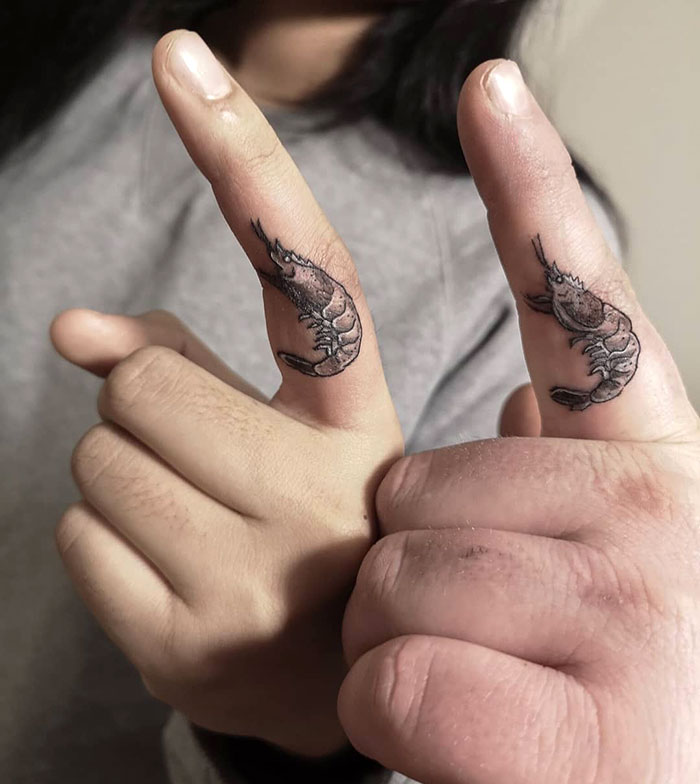 Funny Shrimp Finger Tattoos