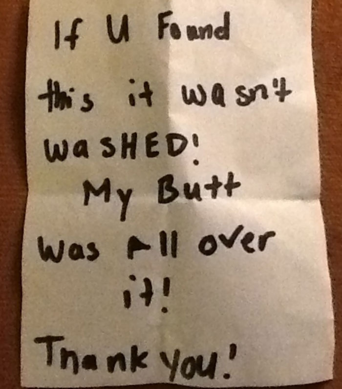 Mi madre ha encontrado esta nota en el albornoz del hotel