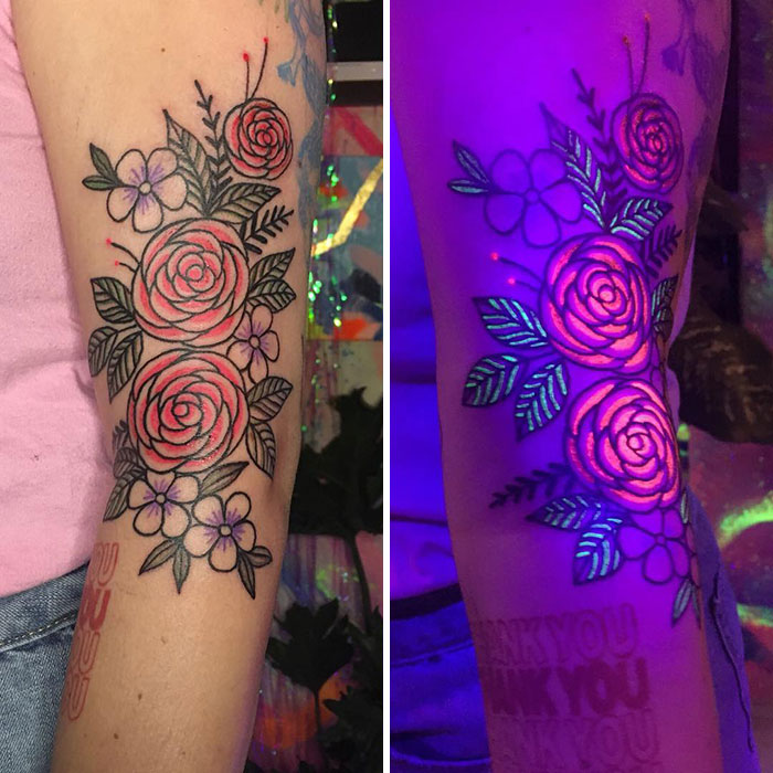 Big Glow In The Dark Floral Tattoo