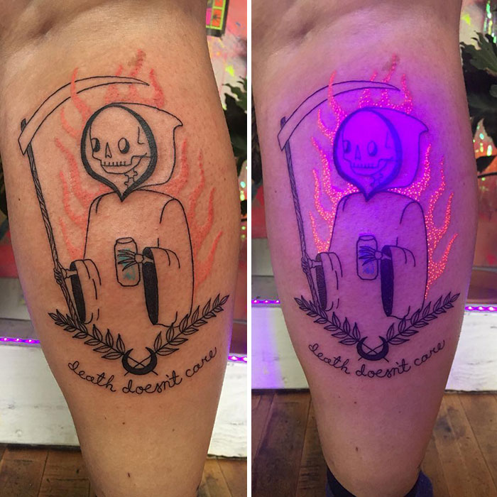 A Glowing Ink Death Tattoo