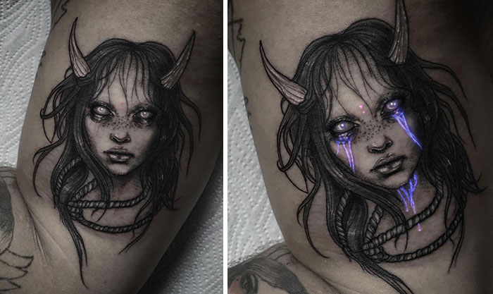 This Forest Spirit Tattoo Starts Crying When In Black Light