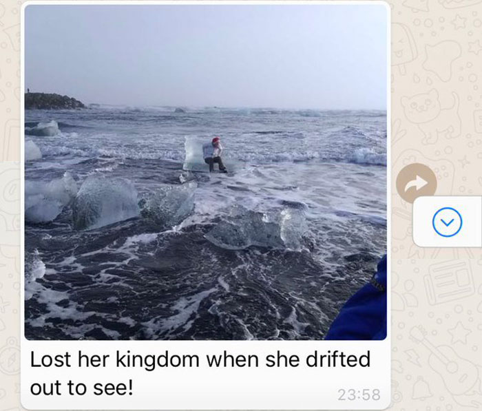 Grandma Peacefully Drifts Off Out To Sea On An Iceberg After Deciding To Take Pics On It