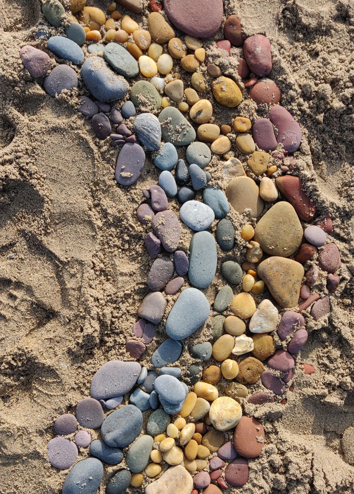 Someone Made A Stone Rainbow On Hornsea Beach, UK
