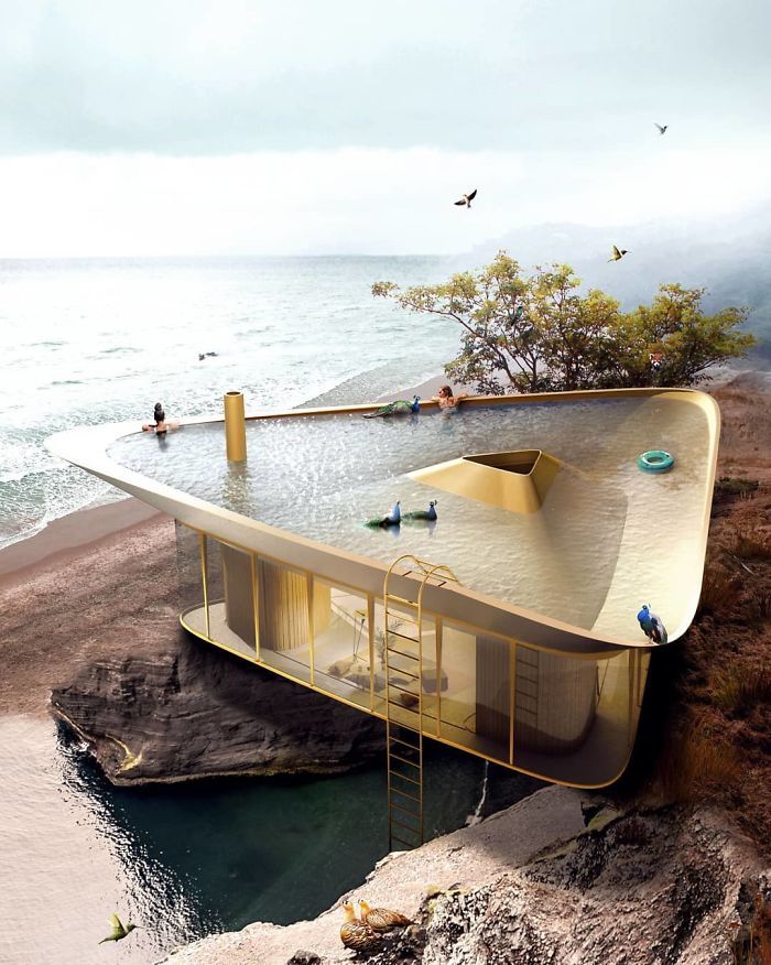 Summer House Designed With A Pool On Its Roof Can Be As Open Or As Closed As The Homeowner Desires