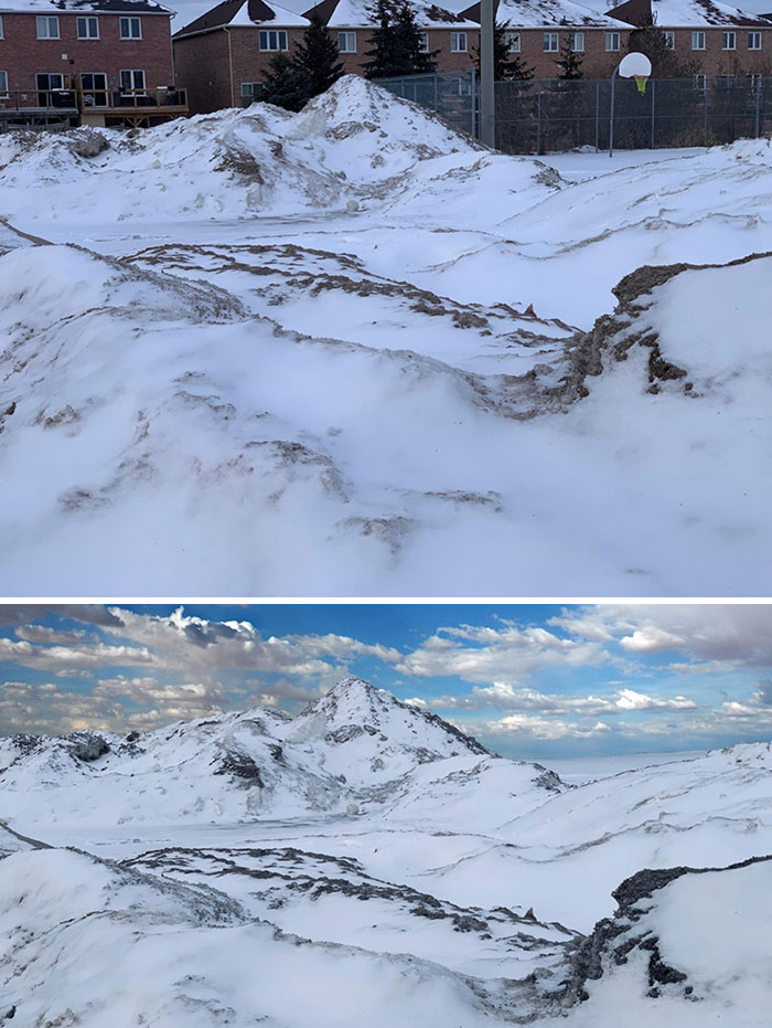 Thought This Snowbank Looked Like A Mountain Range (I Photoshopped The Background In The Second Picture To Prove It)