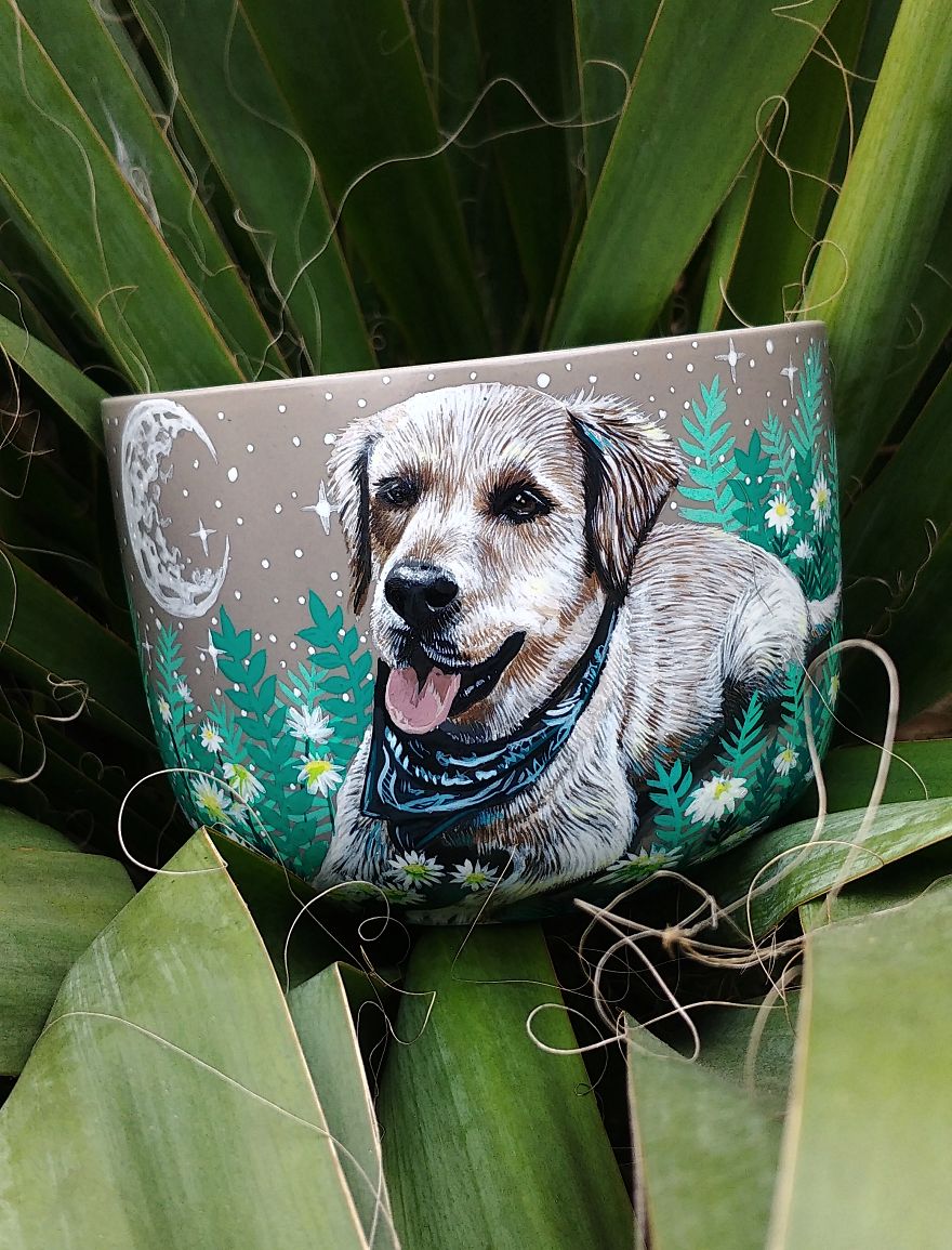 A Beautiful Daisy Meadow Scene With Dog Portrait