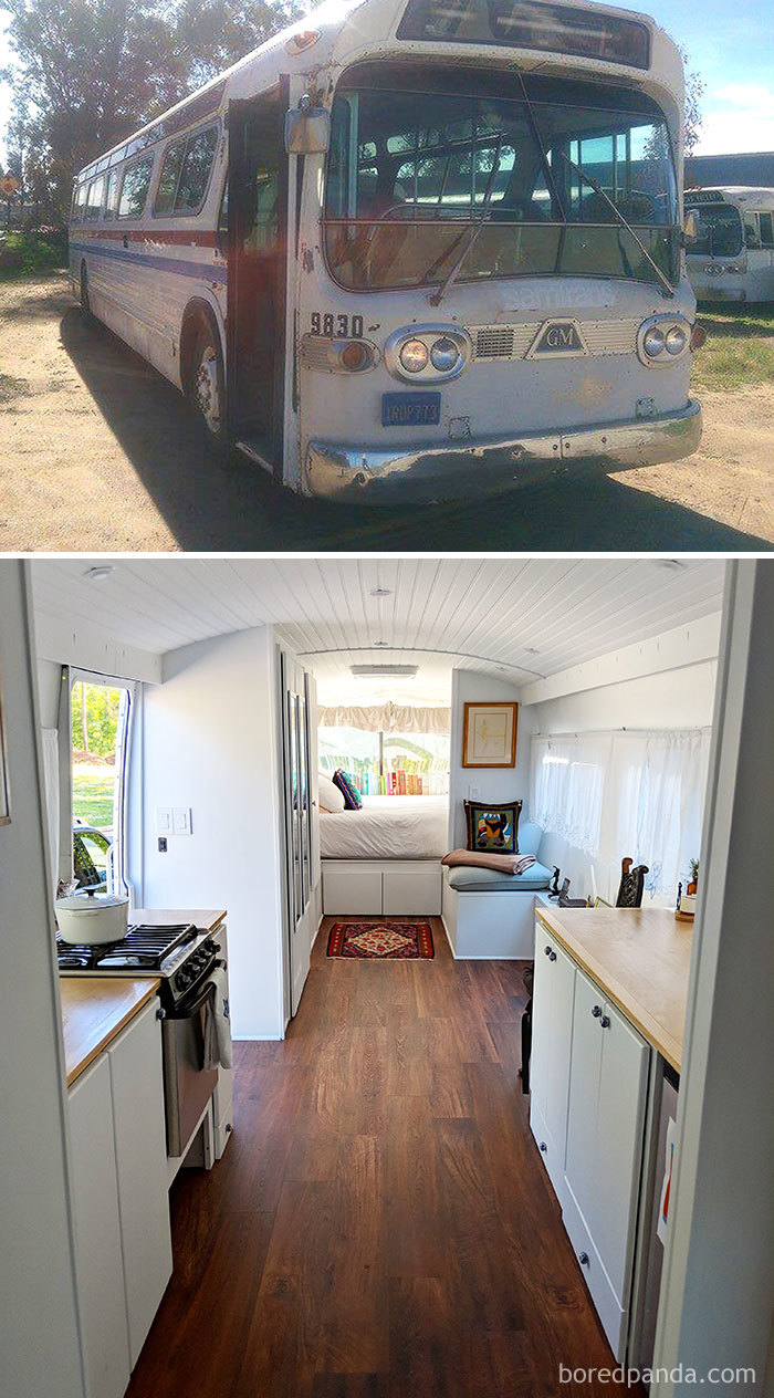 We Converted A 1966 Greyhound Commuter Bus Into A Cute Mobile Home