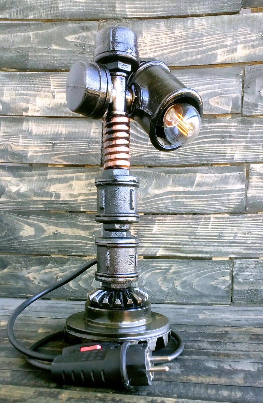 steampunk Pipe Lamp Metal Lamps Machine Age Lamp Edison Vintage Lamps Steampunk Loft Lamp Camshaft Lamp Ooak Gift Steampunk Fashion Lamp Loft Lamp Steampunk Industrial Art