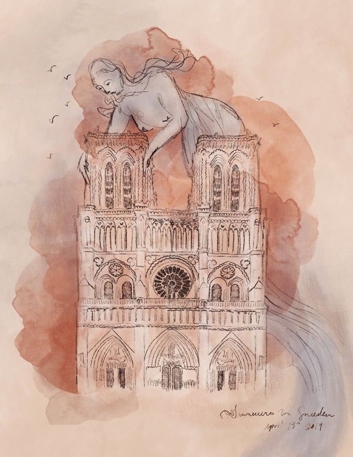 It Was Heartbreaking Today, Watching Notre Dame Engulfed In Flames. And As I Watched, I Couldn’t Help But To See The Spirit Of The Seine, Swept Up, Its Arms Around The Roof, Dampening The Flames.