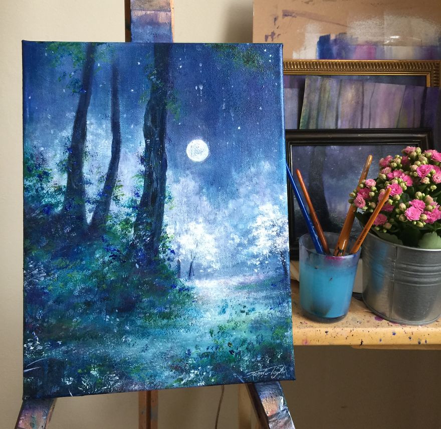 Winter's Moon On Easel