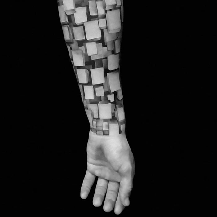 Impressive Realistic Tattoo Filled With 3D Blocks