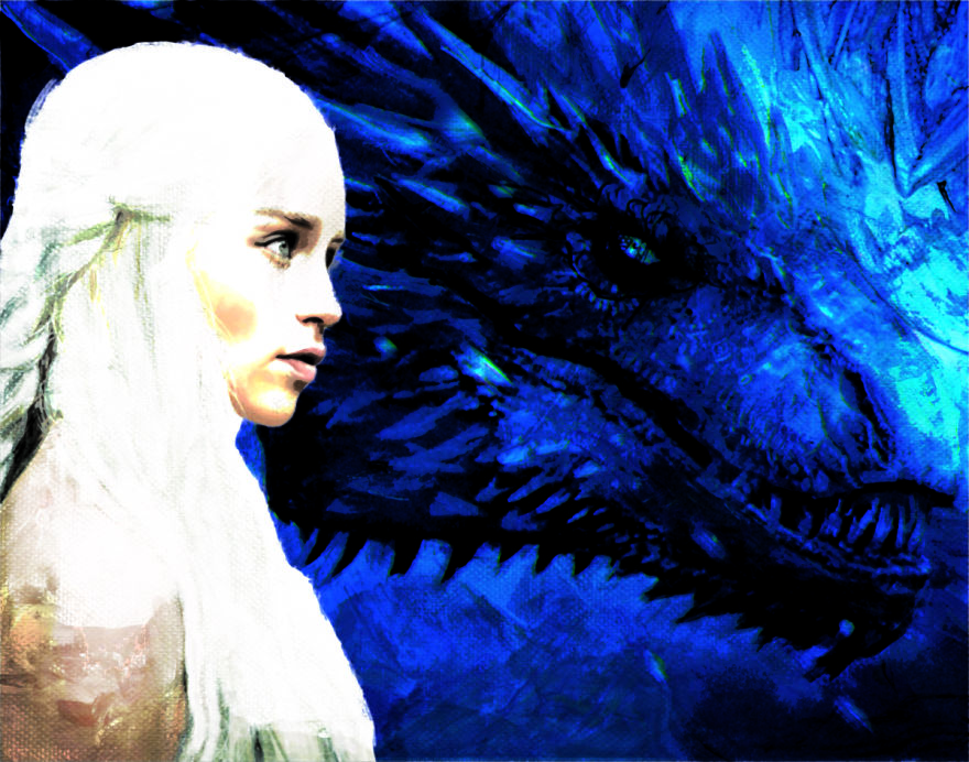 I Painted This "Viserion And Mother Of Dragons" Canvas To Feature The New Season Of The Game Of Thrones Series, Which I Feel Like I Am Addicted To