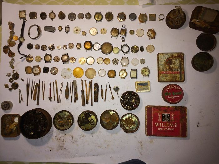 Found This Entire Watch Repair Kit On Curracloe Beach In Wexford, Ireland. It Was All In A Large Biscuit Tin. I’m Guessing It Washed Up There Sometime In The 70s.