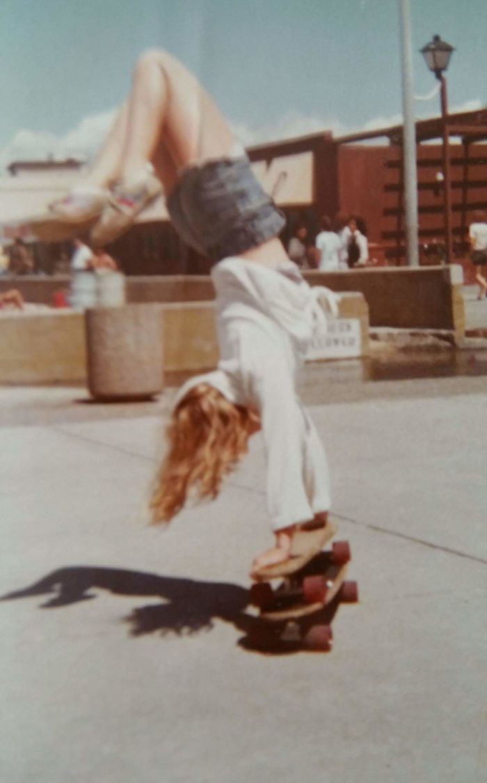 My Mother Doing A Handstand On Two Skateboards (Circa 1980's)