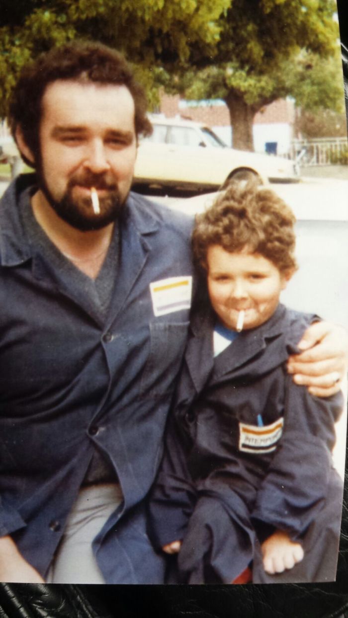Mi padre y yo disfrazado como él en 1982