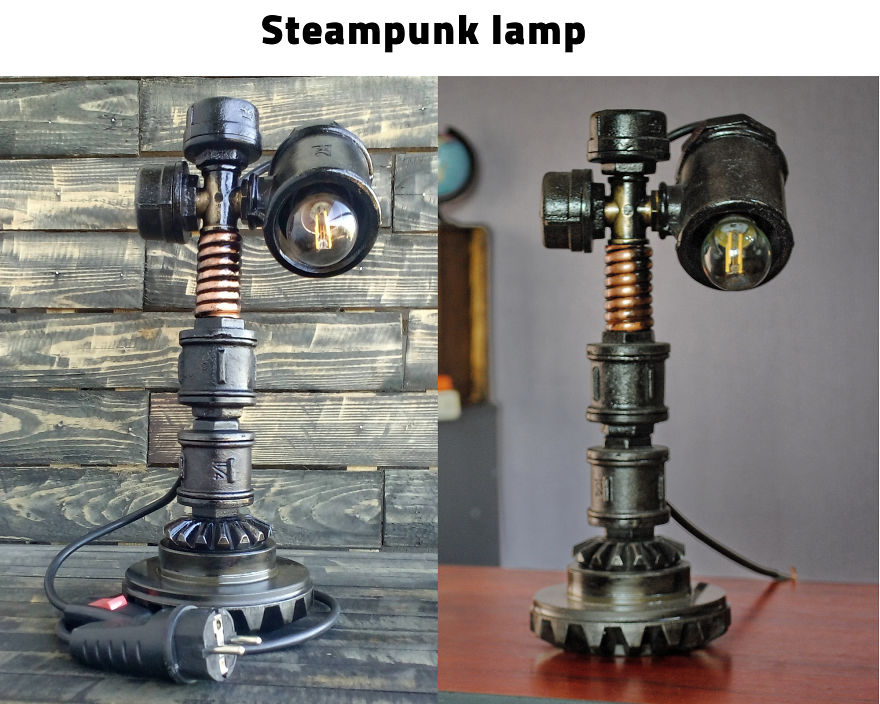 steampunk Pipe Lamp Metal Lamps Machine Age Lamp Edison Vintage Lamps Steampunk Loft Lamp Camshaft Lamp Ooak Gift Steampunk Fashion Lamp Loft Lamp Steampunk Industrial Art
