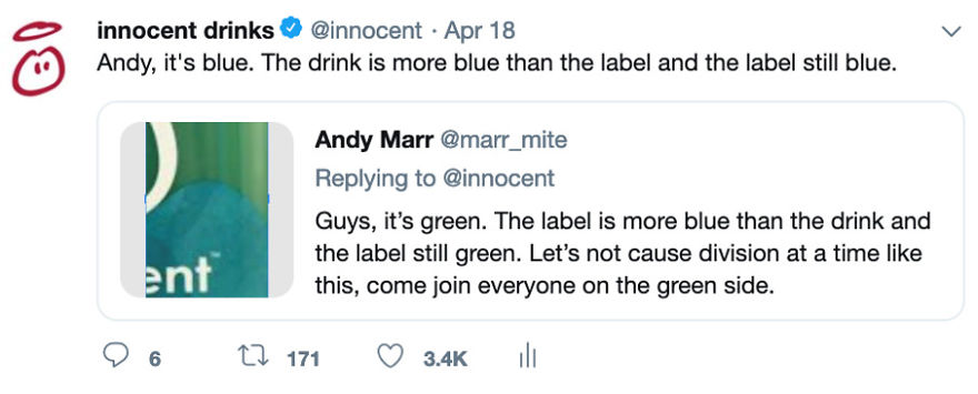 Blue Or Green? Smoothie Company Spends 4 Days Arguing With The Internet About The Colour Of Their New Juice.