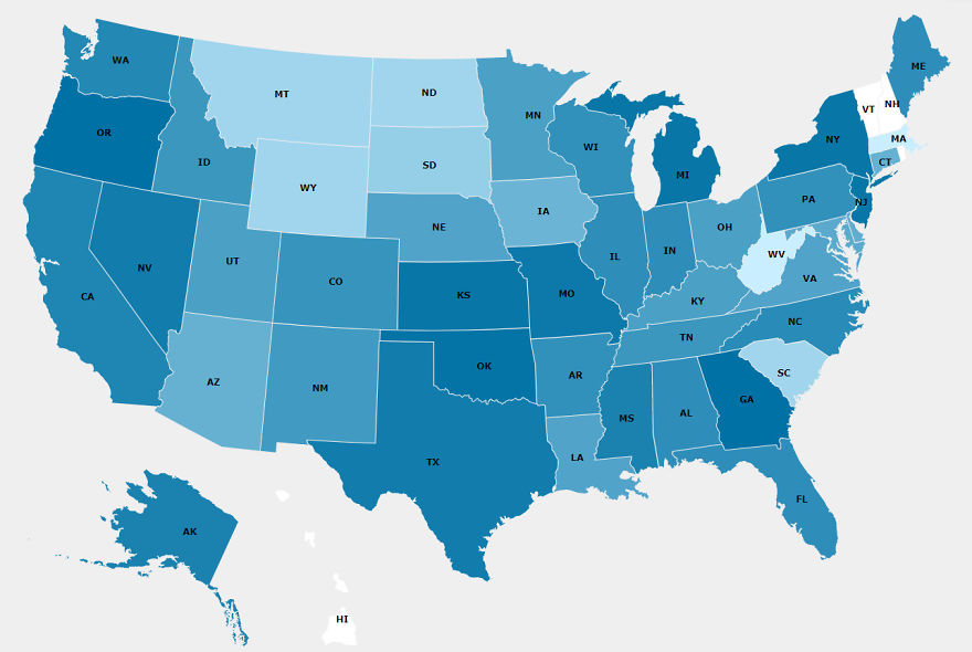 Color Coded Maps Show Favorite States For Millennial's Color Coded Maps Show Favorite States For Millennial's