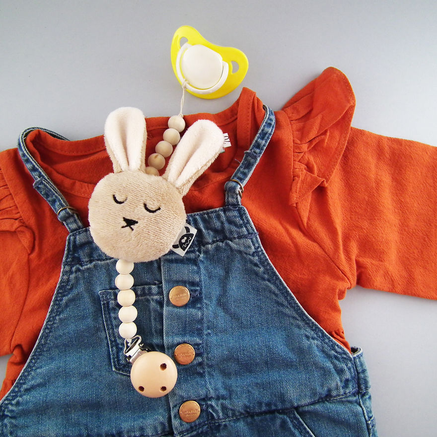 Bunny And Wood Pacifier Holder