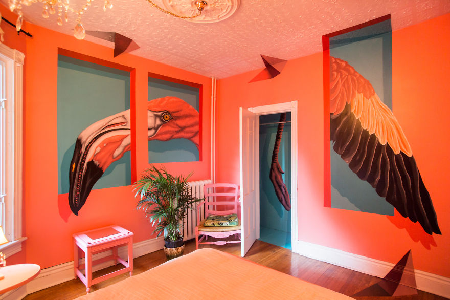 Half Man Half Bird, Paints Surreal Creatures Popping In And Out Of Walls Around The World. Half Man Half Bird, Paints Surreal Creatures Popping In And Out Of Walls Around The World.